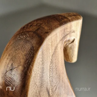 تصویر جزئیات مجسمه چوبی نورا
